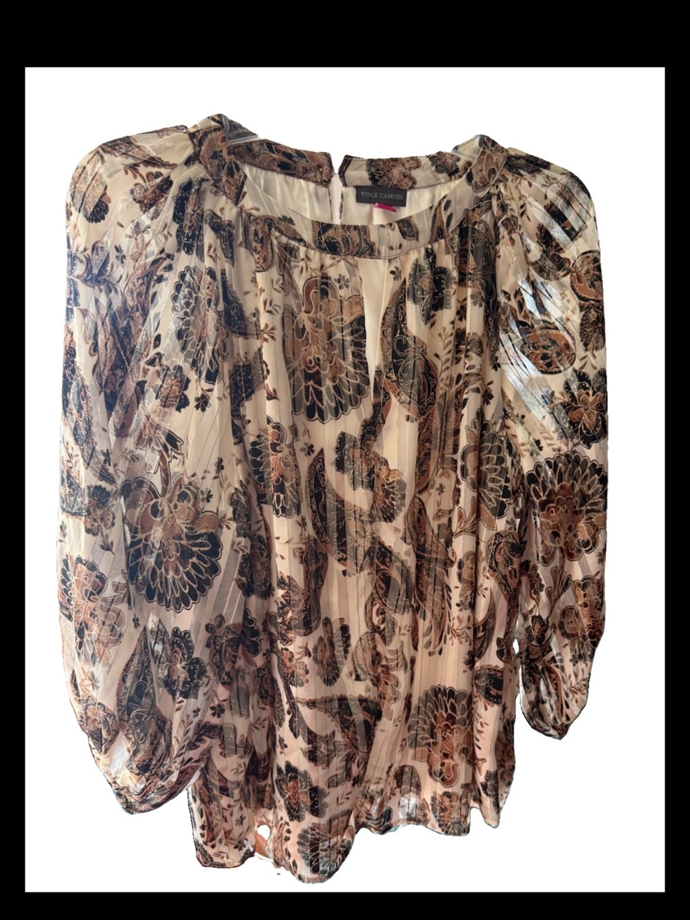 Vince Camuto Women's Printed Long-Sleeve Top Size Large